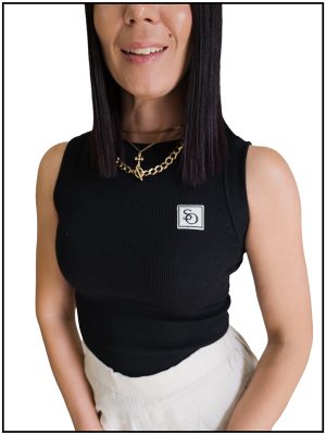 Lux Ribbed Tank Black