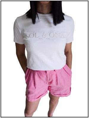 Sol&Ona Essential Tee in White/Gold Logo